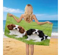 Genérico Toalla de Playa Spaniel Cavalier Rey Carlos de Microfibra Hombre Mujer, Toallas Playa Mascotas Patrón De Perro Secado Rápido, Absorbente Toalla Baño 70 x 140 cm