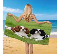 Genérico Toalla Playa Spaniel Cavalier Rey Carlos Grande 160 x 80 cm XXL Microfibra, Secado Rrápido Toalla Perro Lindo, Manta de Playa para Mujer, Playa, Deportes, Viajes, Sauna y Piscina