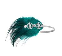 Generico Tocado con diamantes de imitación de una sola pluma, accesorio para el pelo de pasarela retro con clip para el pelo glamoroso (beige plateado)