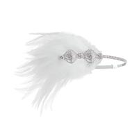 Generico Tocado con diamantes de imitación de una sola pluma, accesorio para el pelo de pasarela retro con clip para el pelo (blanco)