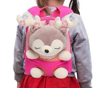 Genérico Toddler Backpack - 10.24x8.66x3.94in Girls Stuffed Animal Backpack, Small Animal Schoolbag, Reindeer Snack Toys Travel Bag | Preschool Shoulder Bag Gift For Kid School Going Home Use Playing