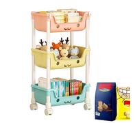 Genérico Toddler Toy Organizer with Wheels, Multi-Tier Kids Storage Rack with Bins, Large Capacity Organizer for Playroom Nursery or Bedroom, Rolling Shelf for Toys Books and Daily Essentials