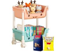 Genérico Toddler Toy Organizer with Wheels, Multi-Tier Kids Storage Rack with Bins, Large Capacity Organizer for Playroom Nursery or Bedroom, Rolling Shelf for Toys Books and Daily Essentials
