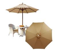 Genérico Toldo Redondo De Repuesto para Sombrilla De Patio, 6/8 Varillas Cubierta De Recambio para Paraguas, Impermeable, Antiultravioleta, para Jardín, Playa, Piscina, Mercado(Khaki,2M/8Ribs)
