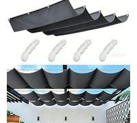 Genérico Toldo Retráctil Tipo Ola 0,9x3,5m,Lona para Pérgola Cubierta De Sombra Ajustable,Impermeable UV Resistente a Desgarros Incluye Herrajes De Montaje para Patio Exteriores,A1,0.6x4M(BxL)