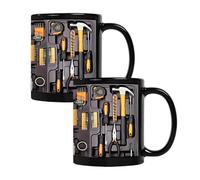 Genérico Toolbox Coffee Mug，11oz Ceramic Mechanic Toolbox Coffee Cup，Mechanic Toolboxs Set Pattern With Tool Mug ， for Birthdays, Anniversaries, for Husbands, Fathers, or Car Guys Fun Gift (2pcs)