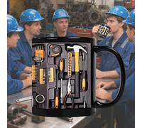 Genérico Toolbox Coffee Mug，11oz Ceramic Mechanic Toolbox Coffee Cup，Mechanic Toolboxs Set Pattern With Tool Mug ， for Birthdays, Anniversaries, for Husbands, Fathers, or Car Guys Fun Gift (1pcs)