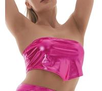 Genérico Top Bandeau Sin Tirantes Mujer,Impresionante top irregular sin tirantes para mujer con un diseño sexy láminas doradas una noche deslumbrante Perfecto salir a bailar o lucirse en espectáculo