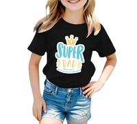 Genérico Top Casual Niño Día del Padre con Lema Divertido y Cariñoso Manga Corta Cuello Redondo para Celebrar Papá en toda sencillez, Le Noir, 5-6 Años