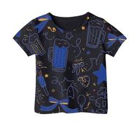 Genérico Top Chica Casual de Verano Manga Corta Cuello Redondo Corte Suelto Alto Flexible para Ocio Al Aire Libre y Fin de Semana Adolescente, Le Noir, 6-7 Años