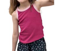 Genérico Top Chica Casual Verano sin Mangas Color Bloque Elástico Espalda Descubierta para Bebé Adolescente Cómodo Transpirable Traje Desnudo Casual, rojo, 9-10 Años