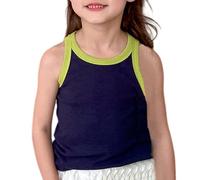 Genérico Top Chica Casual Verano sin Mangas Color Bloque Elástico Espalda Descubierta para Bebé Adolescente Cómodo Transpirable Traje Desnudo Casual, azul marino, 9-10 Años