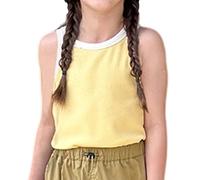 Genérico Top Chica Casual Verano sin Mangas Color Bloque Elástico Espalda Descubierta para Bebé Adolescente Cómodo Transpirable Traje Desnudo Casual, amarillo, 3-4 Años