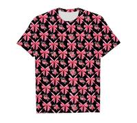 Genérico Top Chica Impreso Lazo Mariposa Manga Corta Cuello Redondo Camiseta Casual Verano Cómodo para Niños Escuela y Juego Al Aire Libre, Le Noir, 6-7 Años