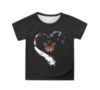 Genérico Top Chica Verano Manga Corta Cuello Redondo Impreso Camiseta para Actividades Exteriores Cómodo Elástico Casual para Niños Top Día Naranja Verdad Reconciliación, Le Noir, 6-7 Años