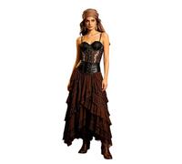 Generico Top corsé de encaje corsé cintura medieval para mujer cubriente corsage con tirantes top corsé sexy corsage con ganchos laterales palillos suaves