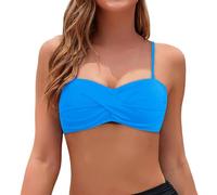 Genérico Top de Bikini para Mujer Bandeau Parte Superior de Bikini con Finos Ajustables Haut de Bikini con Cordones S-XXL