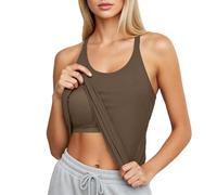 Genérico Top De Mujer Camiseta de Yoga Sin con Sujetador Incorporado para Entrenamiento Físico y Uso Casual Diario (Brown, XL)