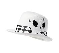 Genérico Top Hats For Men,Playing Card Print | Adult Stage Hat | For Amateur Hobbyists Professional Entertainers Party Planners Cosplayers Halloween Night Stage Shows School