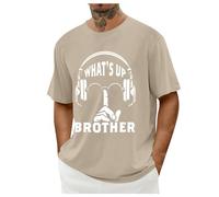 Genérico Top Hombre Juego Gente Impreso Gran Tamaño Manga Corta Top Casual Textual, beige, XL