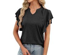 Genérico Top Mujer Elegante - Camiseta Informal Holgada Manga Corta Cuello pequeño murciélago Verano Ligera básica Mujer