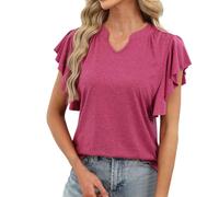 Genérico Top Mujer Elegante - Camiseta Informal Holgada Manga Corta Cuello pequeño murciélago Verano Ligera básica Mujer