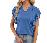 Genérico Top Mujer Elegante - Camiseta Informal Holgada Manga Corta Cuello pequeño murciélago Verano Ligera básica Mujer