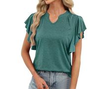 Genérico Top Mujer Elegante - Camiseta Informal Holgada Manga Corta Cuello pequeño murciélago Verano Ligera básica Mujer