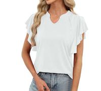 Genérico Top Mujer Elegante - Camiseta Informal Holgada Manga Corta Cuello pequeño murciélago Verano Ligera básica Mujer