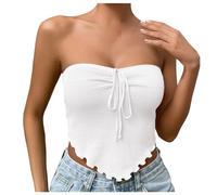 Genérico Top Mujer Sexy Con Borde De Madera Y Cuello Colgante Para Dos Maneras De Usar Como Sin Tirantes O Top Versátil Mujer, blanco, L