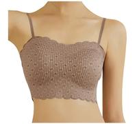 Genérico Top Mujer Verano sin Traza Encaje Belleza Espalda de espalda Ropa Reunir y recoger Doble Pecho Seda Helada Sin Armadura Tank Top para Confort Optimal, café, Talla única
