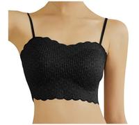 Genérico Top Mujer Verano sin Traza Encaje Belleza Espalda de espalda Ropa Reunir y recoger Doble Pecho Seda Helada Sin Armadura Tank Top para Confort Optimal, Le Noir, Talla única