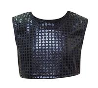 Genérico Top Niño Porristas Lentejuelas Rendimiento Espalda Desnuda para Baile Y Actividades Preescolares Alto Escénico Escénico Desnudo, Le Noir, 4-6 años