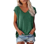 Genérico Top para mujer, cuello en V, sin mangas, multicolor, cómodo, de moda para mujer, traje de día y salidas informales, regalo para mujer, 01 Verde03, XXL