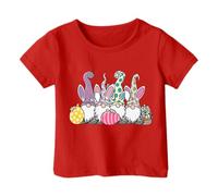 Genérico Top Regalo Pascua Niño Impreso Huevos Enanos Manga Corta Cuello Redondo Camiseta Casual, rojo, 6-7 Años