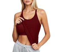 Genérico Top Tirantes Mujer Camiseta de Yoga Sin con Sujetador Incorporado para Entrenamiento Físico y Uso Casual Diario (S)