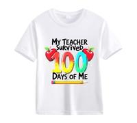 Genérico Tops cortos para niña 100th Day of School Celebration for Girls and Boys Kids T Shirts Fun Colorful Numbers Tops de plumas para niña, blanco, 6-7 Años