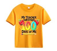 Genérico Tops cortos para niña 100th Day of School Celebration for Girls and Boys Kids T Shirts Fun Colorful Numbers Tops de plumas para niña, naranja, 6-7 Años