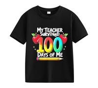 Genérico Tops cortos para niña 100th Day of School Celebration for Girls and Boys Kids T Shirts Fun Colorful Numbers Tops de plumas para niña, Le Noir, 3-4 Años