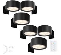 Genérico Topveden Picture Lights for Wall, Wireless Rechargeable Magnetic LED Painting Light, Topveden Poster Lights, 3 Color Temps for Home Decor, Adjustable Brightness & Timer (Black,6 PCS)