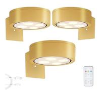 Genérico Topveden Picture Lights for Wall, Wireless Rechargeable Magnetic LED Painting Light, Topveden Poster Lights, 3 Color Temps for Home Decor, Adjustable Brightness & Timer (Gold,3 PCS)