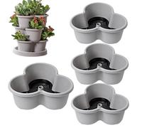 Genérico Torre de Macetas Vertical - 4 Niveles Apilables Macetas de Jardinería Vertical | Torre de Cultivo Plantador de Jardín,para Flores Verduras Interior Exterior Balcón Patio Porche Patio Trasero