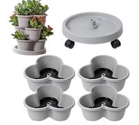 Genérico Torre de Macetas Vertical | 4 Niveles Apilables Macetas de Jardinería Vertical | Torre de Cultivo Plantador de Jardín,para Flores Verduras Interior Exterior Balcón Patio Porche Patio Trasero