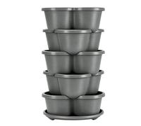 Genérico Torre De Plantación Vertical - Macetero Apilable De 5 Niveles con Orificio Drenaje | Torre para Plantas Trepadoras Tomates Cherry Verduras Frutas | Decoración Jardín para Patio, Balcón