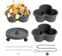 Generico Torre vertical para plantas - Macetas apilables - 3 niveles con ruedas extraíbles para hortalizas y flores para interior y exterior de jardín, cocina o terraza