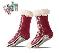 Genérico Toselfwith Ultra-Thick Cashmere Slipper Home Socks, Winter Warm Non Slip Cozy Fuzzy Slipper Socks, Cashmere Socks For Women (Red)