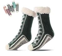 Genérico Toselfwith Ultra-Thick Cashmere Slipper Home Socks, Winter Warm Non Slip Cozy Fuzzy Slipper Socks, Cashmere Socks For Women (Green)