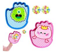Generico Toss and Catch Ball Set - Paddle 17,5 x 21,5 cm Ball 6 x 6 cm | Funny Interactive Toy For Toss And Catch Games | Outdoor Ánd Indoor Family Park Kindergarten Garden Playtime Development Fun