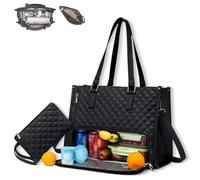 Genérico Tote and Luxe Co Bag, 3 in 1 Tote Bag Lunch Bags Combo, 15.6 Inch Bags with Lunch Compartment & Laptop Sleeve (Black)