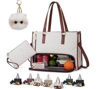 Genérico Tote And Luxe Co Bag, My Daily Bag Tote With Lunch Compartment, luxeco 3-In-1 Quilted Lunch,Laptop (White)
